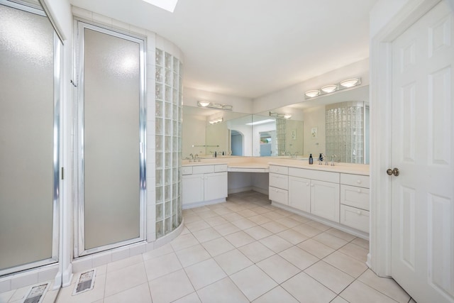 9231 N Natchez Ave, Morton Grove, IL 60053 - bathroom featuring a shower stall, tile patterned floors, and vanity