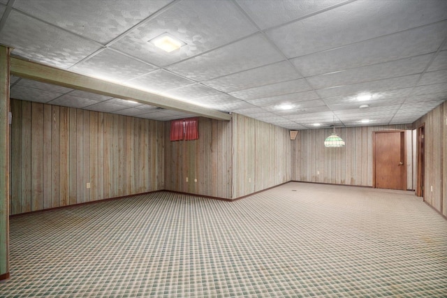 745 Konen Ave, Aurora, IL 60505 - finished below grade area with wooden walls, carpet floors, and a paneled ceiling