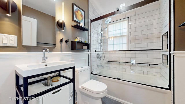 4627 S Wolf Rd, Western Springs, IL 60558 - bathroom with toilet, combined bath / shower with glass door, and vanity