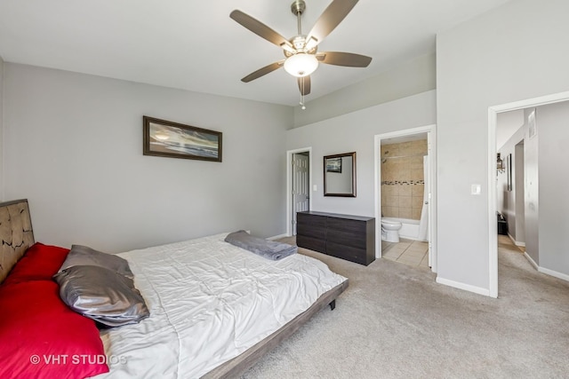 1247 Trinity Dr, Carol Stream, IL 60188 - carpeted bedroom featuring a ceiling fan and connected bathroom