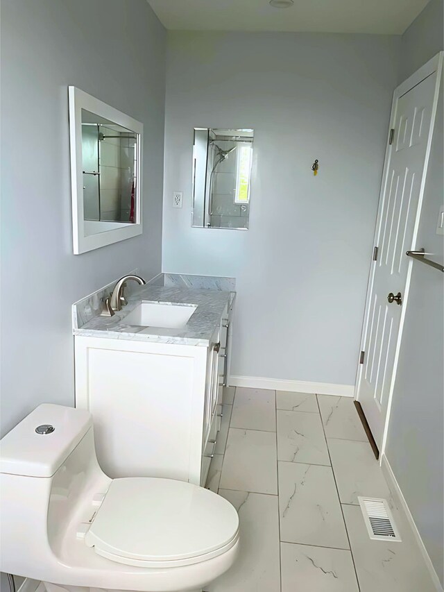 361 Appling Ln, Bolingbrook, IL 60440 - full bathroom with toilet, marble finish floors, baseboards, vanity, and a shower
