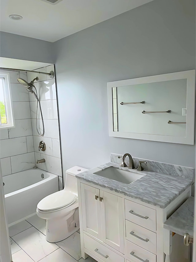 361 Appling Ln, Bolingbrook, IL 60440 - full bathroom featuring marble look tile flooring, toilet, vanity, and washtub / shower combination