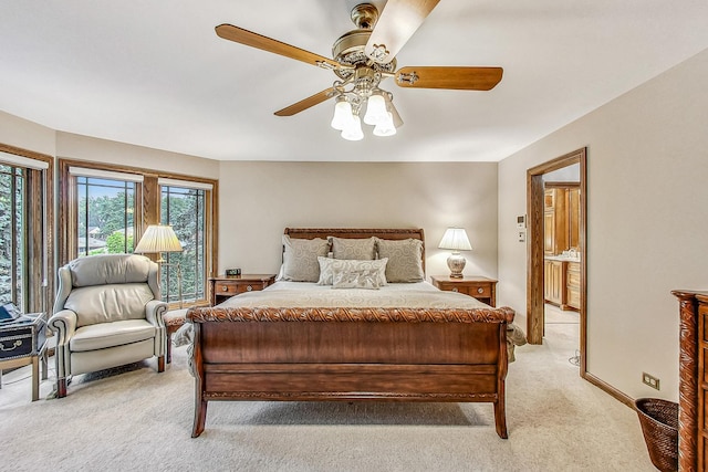 6425 N Tower Ct, Lincolnwood, IL 60712 - bedroom with light carpet and a ceiling fan