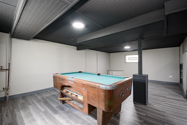 5533 S Menard Ave, Chicago, IL 60638 - rec room with wood finished floors, baseboards, and pool table