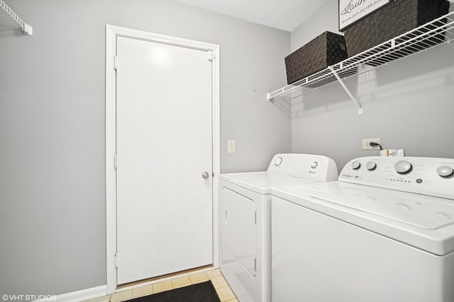 36164 N Bridlewood Ave, Gurnee, IL 60031 - laundry room featuring washer and dryer and light tile patterned flooring