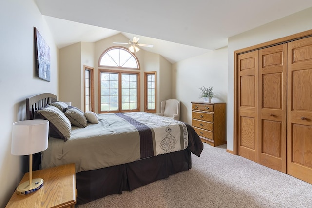 56 Huntsman Ln, Plano, IL 60545 - bedroom with carpet, lofted ceiling, and a ceiling fan