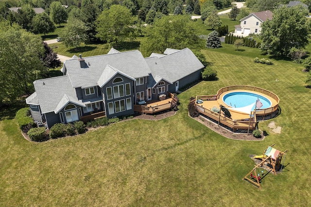 56 Huntsman Ln, Plano, IL 60545 - view from above of property with a pool