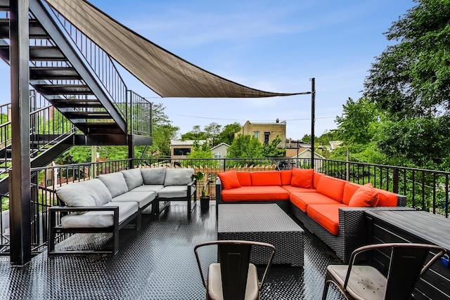 1300 N Artesian Ave Unit F, Chicago, IL 60622 - view of patio / terrace with stairs and an outdoor living space