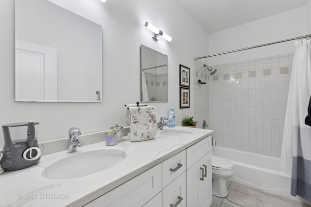 1845 N Marshfield Ave, Chicago, IL 60622 - full bath with shower / tub combo with curtain, toilet, and double vanity