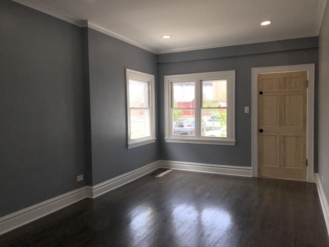 9715 S Ave N Ave, Chicago, IL 60617 - unfurnished room with ornamental molding, dark wood-type flooring, baseboards, and recessed lighting