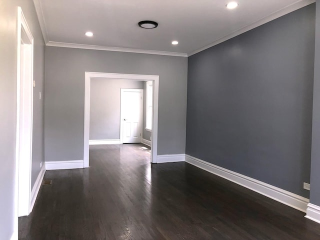 9715 S Ave N Ave, Chicago, IL 60617 - unfurnished room featuring dark wood-style flooring, baseboards, ornamental molding, and recessed lighting