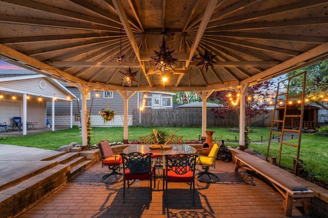 13524 S S Ave M, Chicago, IL 60633 - wooden deck with a gazebo, outdoor dining space, and a patio area