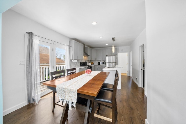 13524 S S Ave M, Chicago, IL 60633 - dining area featuring dark wood finished floors, baseboards, and recessed lighting