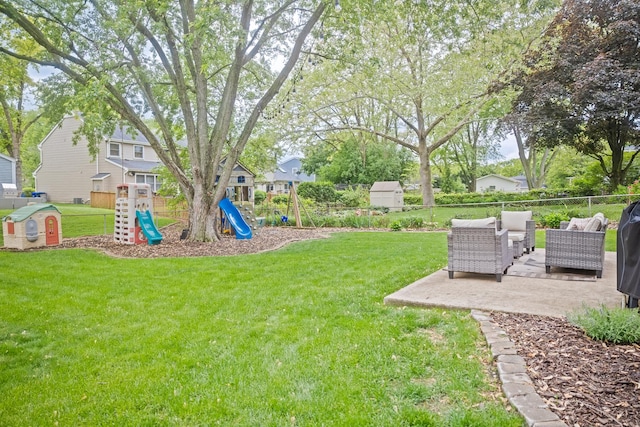 1706 Childs St, Wheaton, IL 60187 - view of yard with an outdoor hangout area, a playground, and a patio area