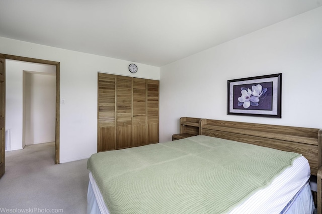 bedroom featuring a closet and carpet