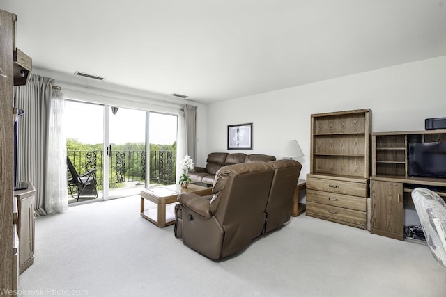 living room with carpet floors