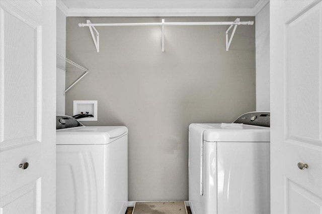 1903 Alton Dr, Champaign, IL 61821 - washroom featuring washing machine and dryer and crown molding