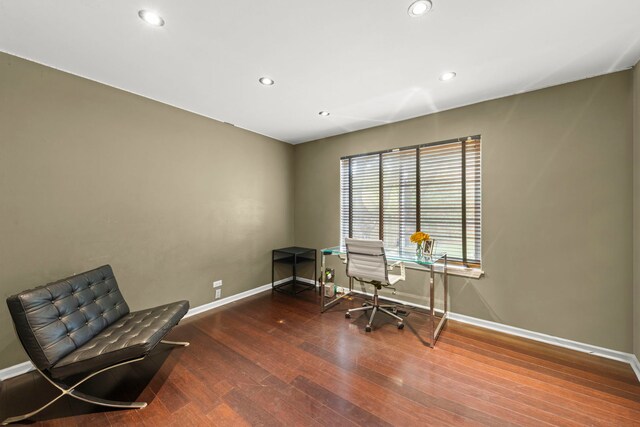 2990 Melbourne Ln, Lake In The Hills, IL 60156 - office space featuring baseboards, wood finished floors, and recessed lighting