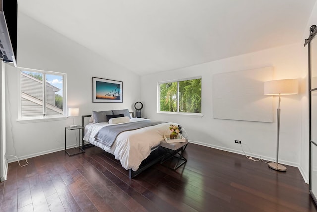 2990 Melbourne Ln, Lake In The Hills, IL 60156 - bedroom featuring lofted ceiling, dark wood finished floors, and baseboards
