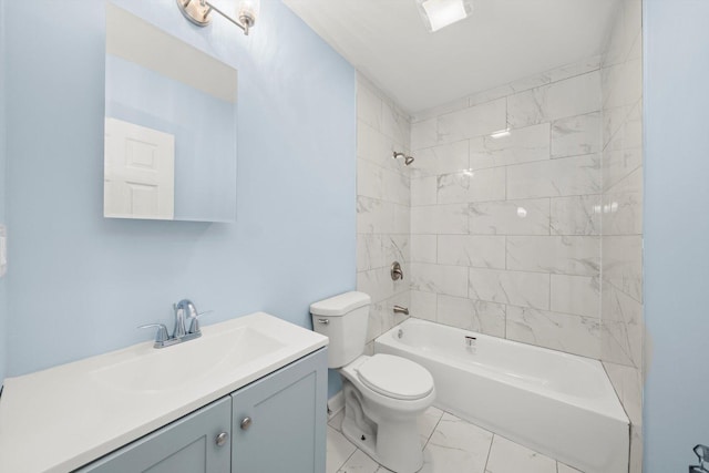 6728 S Sangamon St, Chicago, IL 60621 - bathroom with marble look tiles, toilet, vanity, and  shower combination