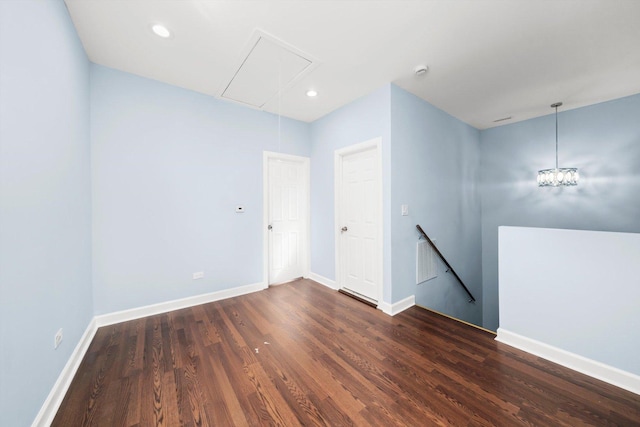 6728 S Sangamon St, Chicago, IL 60621 - spare room with attic access, wood finished floors, baseboards, and recessed lighting