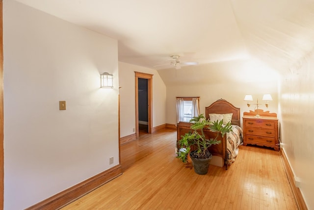 144 Hill Ave, Elgin, IL 60120 - bedroom featuring light wood-style flooring, ceiling fan, and vaulted ceiling
