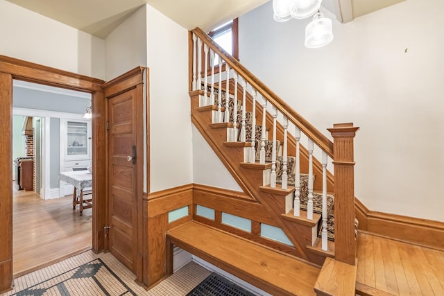 144 Hill Ave, Elgin, IL 60120 - stairway with wood finished floors