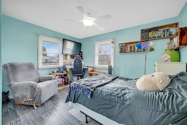3019 Harris Dr, Joliet, IL 60431 - bedroom with wood finished floors and ceiling fan