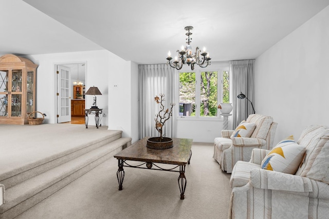7N204 Eagle Ave, Medinah, IL 60157 - living room featuring a chandelier and carpet flooring