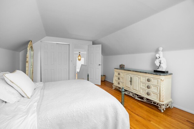 7N204 Eagle Ave, Medinah, IL 60157 - bedroom featuring wood finished floors, lofted ceiling, a closet, and baseboards