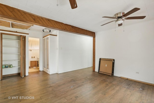 224 Shabbona Dr, Park Forest, IL 60466 - unfurnished living room with ceiling fan, wood finished floors, and baseboards