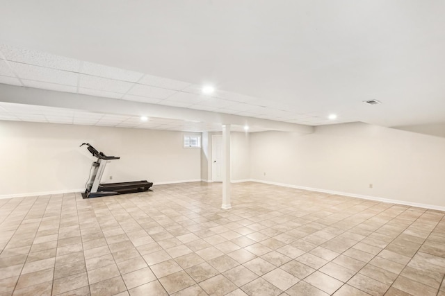 3840 W Nettle Creek Dr, Morris, IL 60450 - below grade area featuring light tile patterned floors, recessed lighting, and baseboards