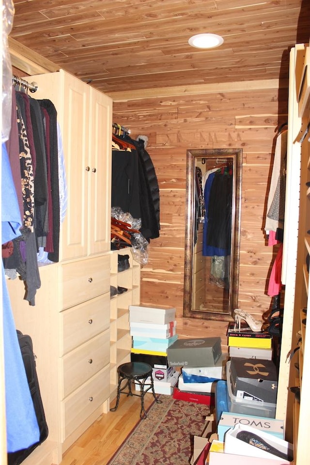 walk in closet featuring wood finished floors