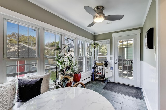 518 Clarence Ave, Oak Park, IL 60304 - sunroom with ornamental molding and a baseboard radiator