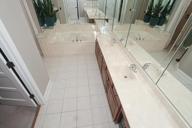 5 Piper Ln, Hawthorn Woods, IL 60047 - full bath with a bath, tile patterned flooring, double vanity, and baseboards