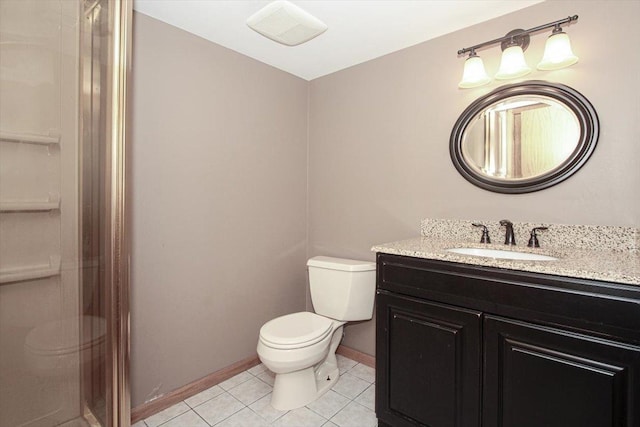5 Piper Ln, Hawthorn Woods, IL 60047 - full bath with toilet, tile patterned floors, vanity, baseboards, and a stall shower