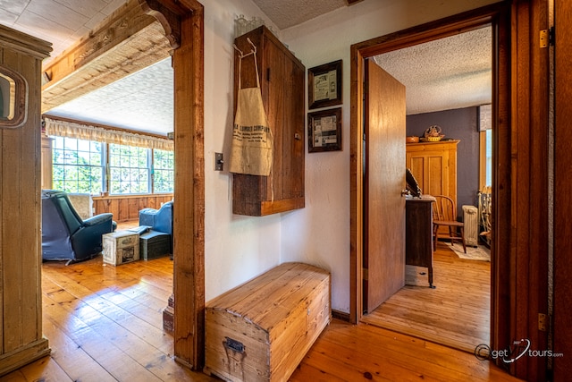 5567 N Mill Creek Rd, Scales Mound, IL 61075 - hall featuring hardwood / wood-style flooring and a textured ceiling
