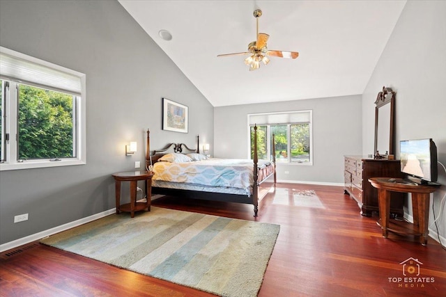 203 Royal Ct, Prospect Heights, IL 60070 - bedroom featuring multiple windows, wood finished floors, baseboards, and high vaulted ceiling