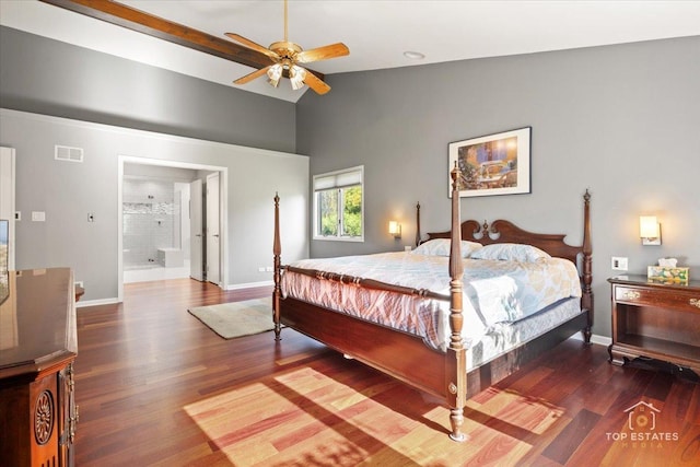 203 Royal Ct, Prospect Heights, IL 60070 - bedroom with wood finished floors, baseboards, and high vaulted ceiling