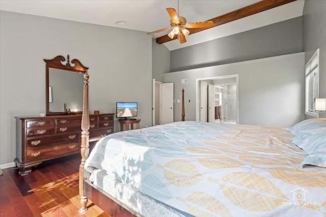 203 Royal Ct, Prospect Heights, IL 60070 - bedroom with lofted ceiling, wood finished floors, and a ceiling fan