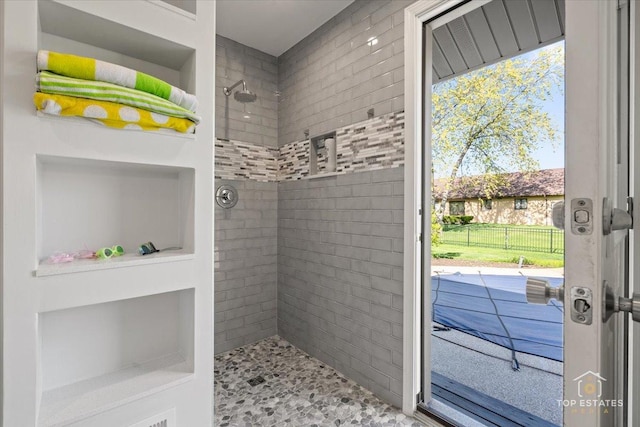 203 Royal Ct, Prospect Heights, IL 60070 - full bathroom with tiled shower and built in features