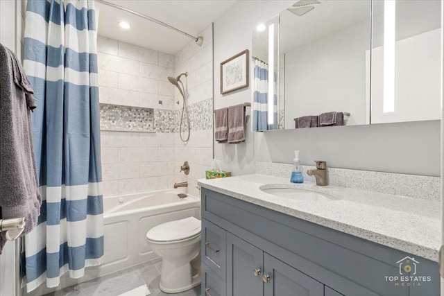 203 Royal Ct, Prospect Heights, IL 60070 - full bath with shower / bath combination with curtain, vanity, toilet, and recessed lighting