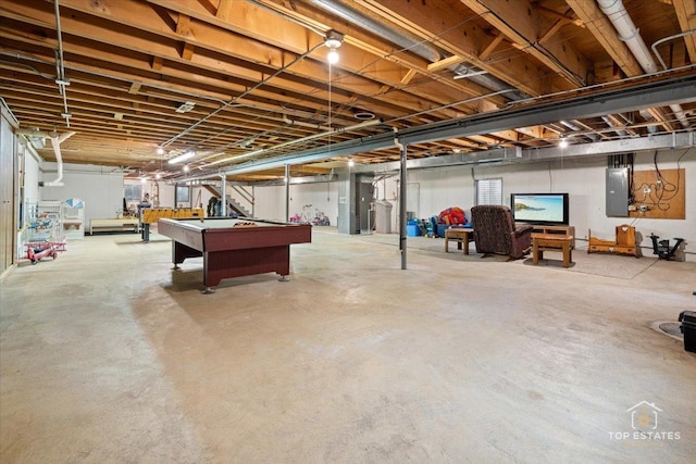203 Royal Ct, Prospect Heights, IL 60070 - unfinished basement featuring electric panel and billiards