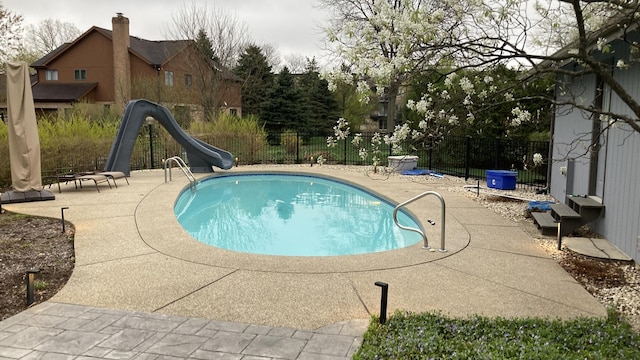 203 Royal Ct, Prospect Heights, IL 60070 - view of swimming pool featuring a water slide, a patio area, and fence