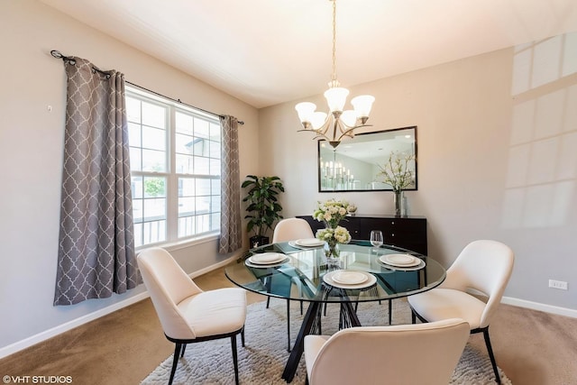 433 Minuet Cir, Volo, IL 60073 - dining area with baseboards, a chandelier, and light carpet