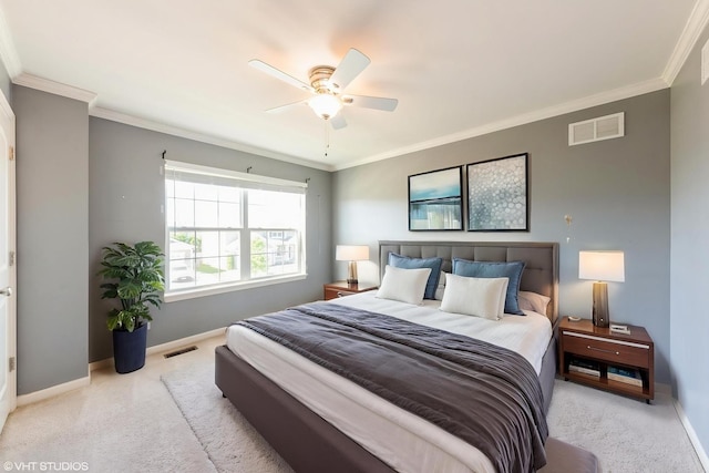 433 Minuet Cir, Volo, IL 60073 - bedroom featuring light colored carpet, baseboards, crown molding, and a ceiling fan