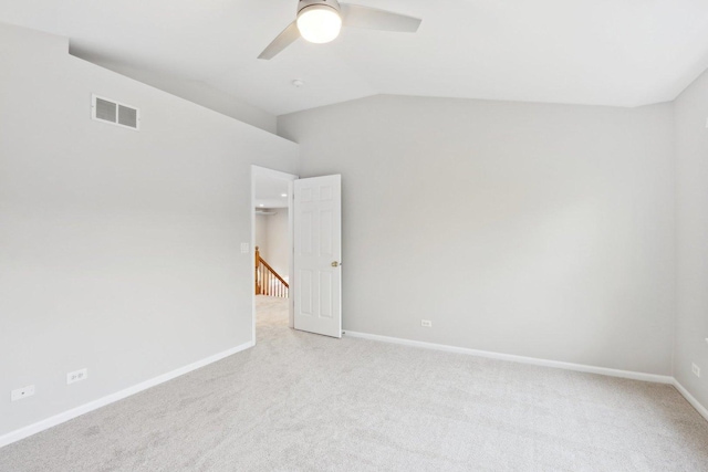 2913 Glenarye Dr, Lindenhurst, IL 60046 - unfurnished room featuring light carpet, ceiling fan, baseboards, and lofted ceiling