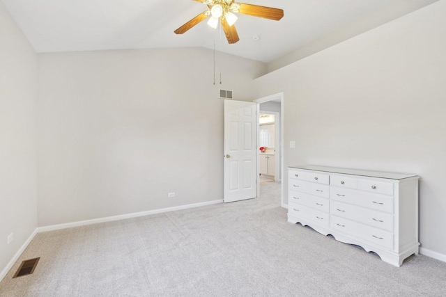 2913 Glenarye Dr, Lindenhurst, IL 60046 - unfurnished bedroom featuring vaulted ceiling, light colored carpet, baseboards, and ceiling fan