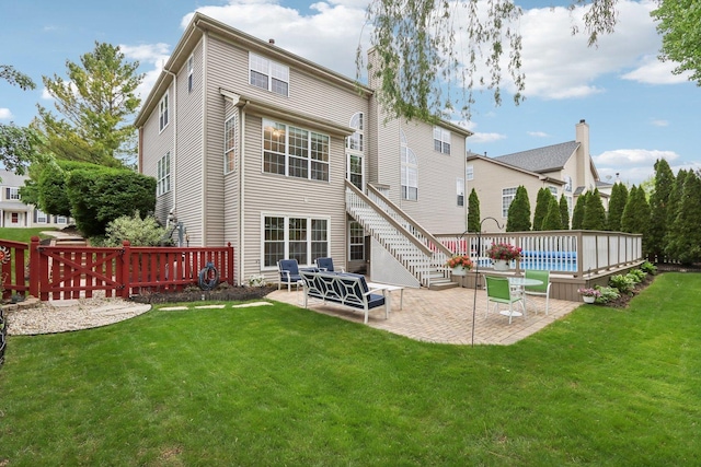 2913 Glenarye Dr, Lindenhurst, IL 60046 - rear view of property featuring a patio area, stairs, a pool, and a chimney