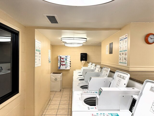2605 S Indiana Ave Unit 501, Chicago, IL 60616 - communal laundry room with washer and clothes dryer and light tile patterned floors